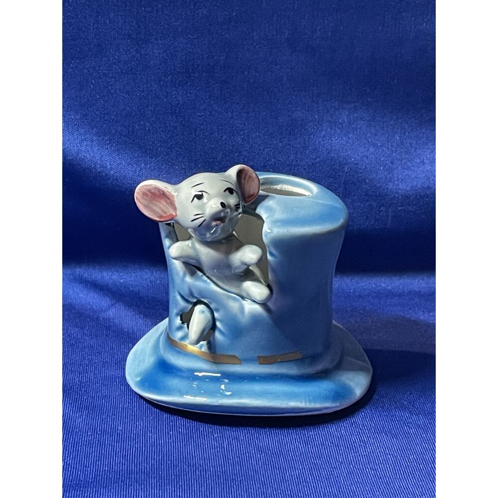 Porcelain Napcoware Top Hat with Grey Mouse Toothpick Holder